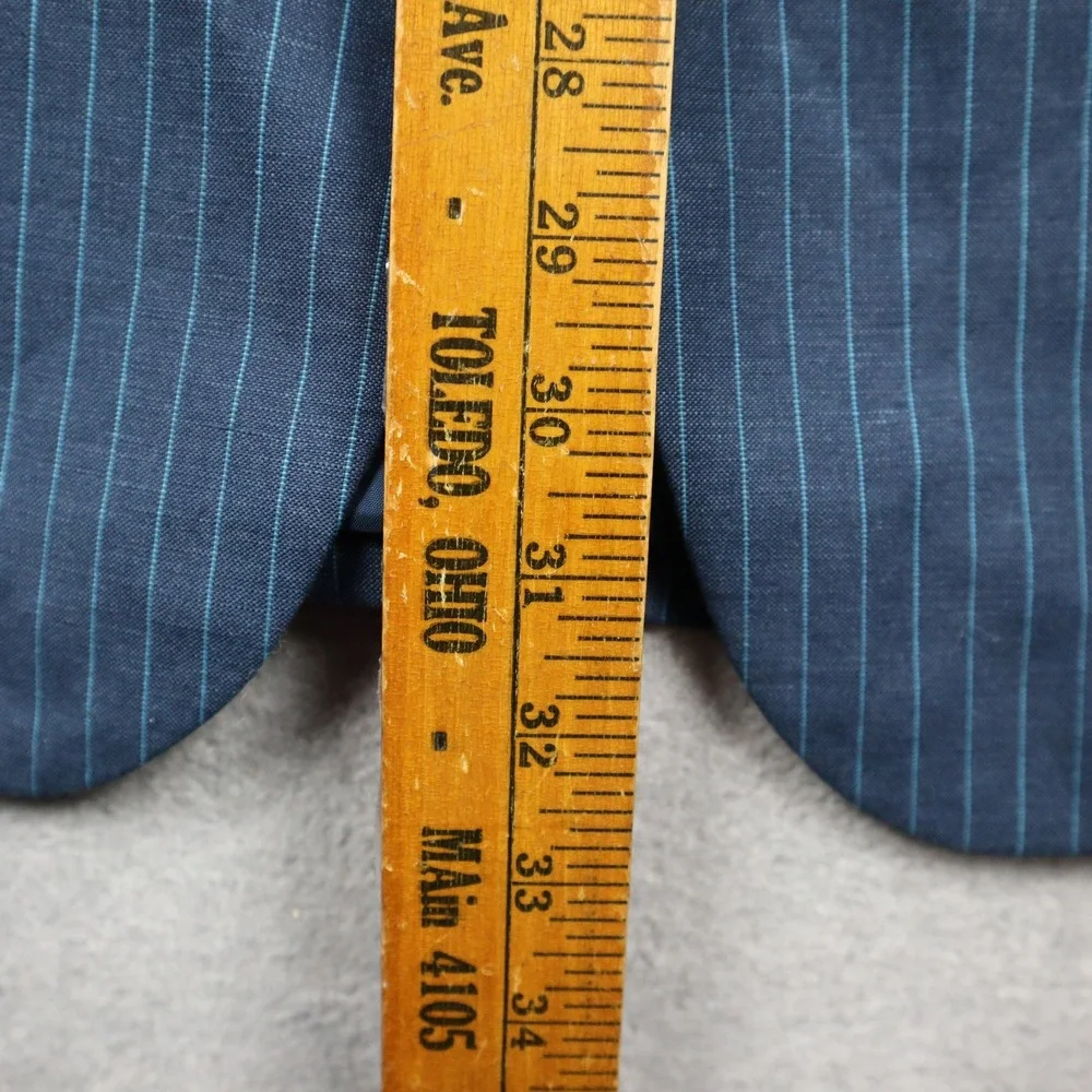 Perry Ellis Blazer Mens 42 Regular Linen Blue Pinstripe Two-Button Jacket Coat